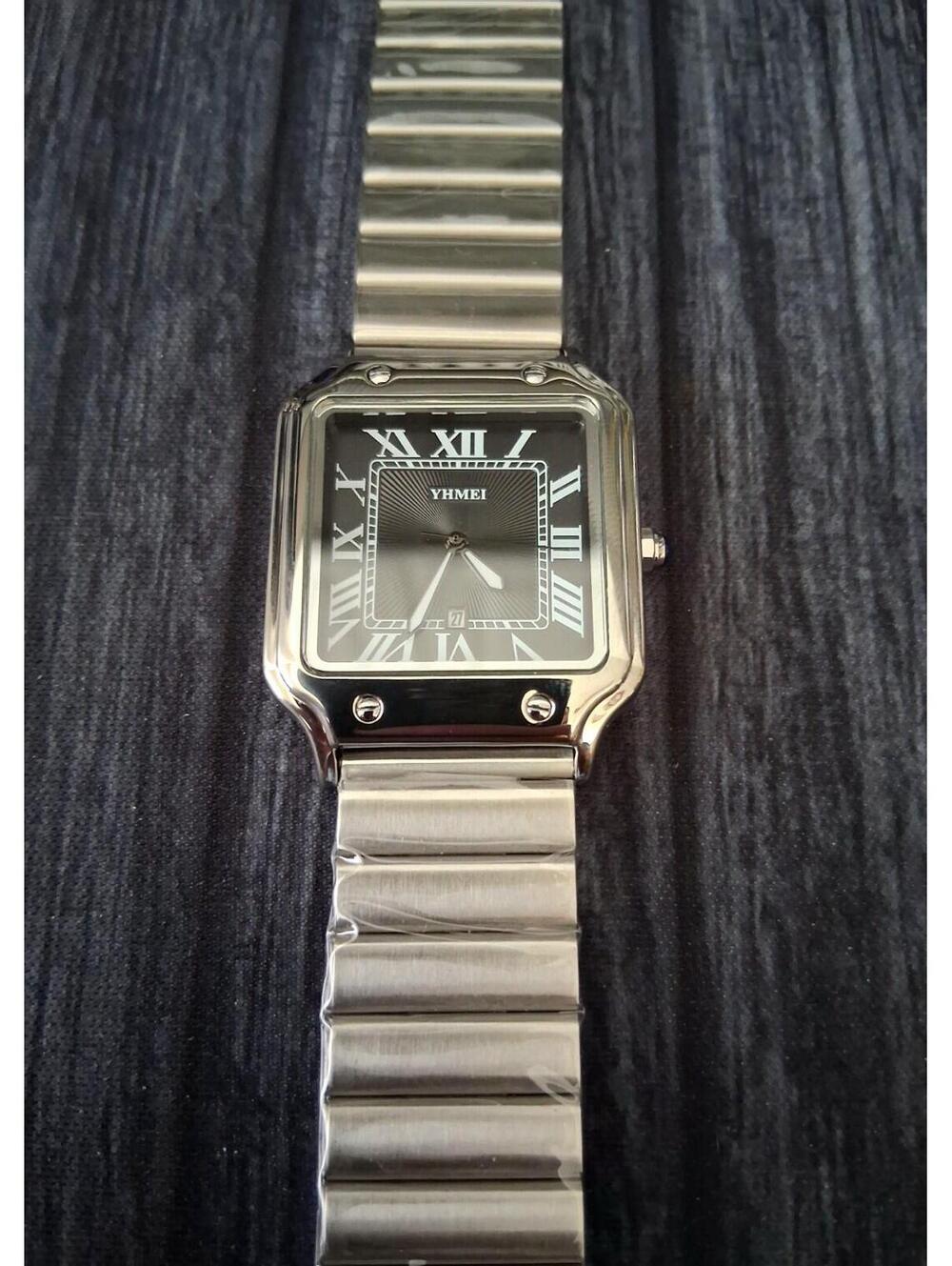 Vintage Inspired Square Milano Mens Black Roman Dial Watch